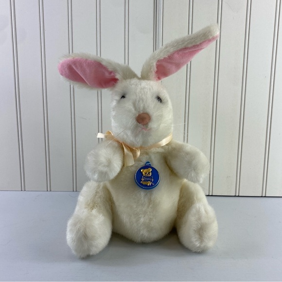 Vintage 1983 Dakine White and Pink Plush Bunny Easter Bunny Toy Stuffed Animal - Picture 2 of 14